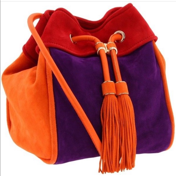 Salvatore Ferragamo Orange Purple Suede Haley Bag - Picture 15 of 15